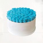 50 Blue Roses in Round Box